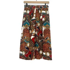 Norton McNaughton Skirt Trendy Clock and Jewlery Print Ladies Size SMALL 90s USA